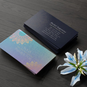 Yoga Meditation Instructor Rose Gold Foil Mandala Business Card