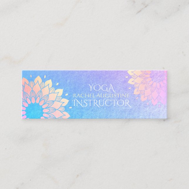 Yoga Meditation Instructor Rose Gold Foil Mandala Mini Business Card (Front)