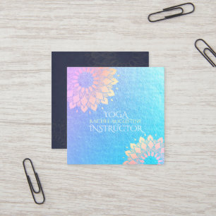 Yoga Meditation Instructor Rose Gold Foil Mandala Square Business Card