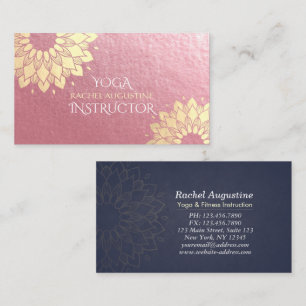Yoga Meditation Instructor Rose Gold Mandala Lotus Business Card