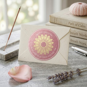 Yoga Meditation Instructor Rose Gold Mandala Lotus Classic Round Sticker
