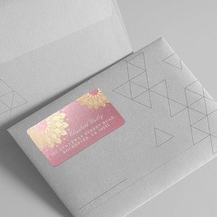 Yoga Meditation Instructor Rose Gold Mandala Lotus Label