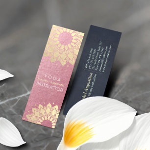 Yoga Meditation Instructor Rose Gold Mandala Lotus Mini Business Card