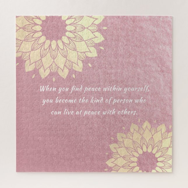 Yoga Meditation Instructor Rose Gold Mandala Quote Jigsaw Puzzle (Vertical)