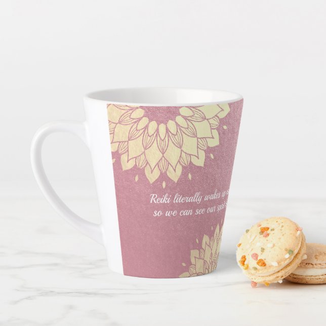 Yoga Meditation Instructor Rose Gold Mandala Quote Latte Mug (In Situ)