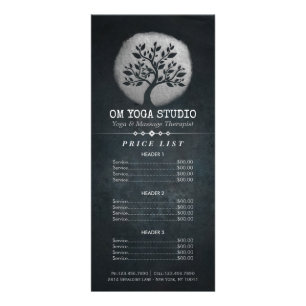 Yoga Meditation Instructor Silver Tree Price List Rack Card
