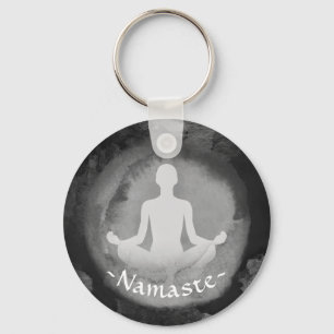 Yoga Meditation Instructor Sukhasana Pose Zen Sign Key Ring