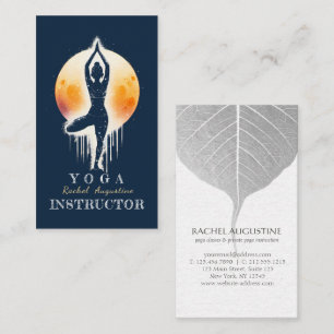 Yoga Meditation Instructor Tree Pose Full Moon Business Card