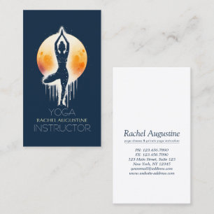 Yoga Meditation Instructor Tree Pose Full Moon Business Card