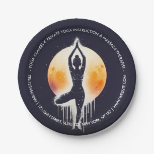 Yoga Meditation Instructor Tree Pose Full Moon Paper Plate