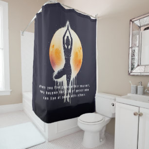 Yoga Meditation Instructor Tree Pose Full Moon Shower Curtain