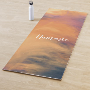 Yoga Meditation Instructor Watercolor Sunset Sky Mat