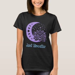 Yoga Meditation Lotus Flower Moon Phase Purple and T-Shirt