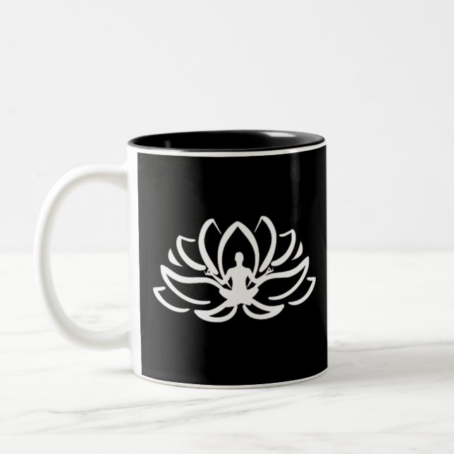 Yoga Meditation Lotus Two-Tone Coffee Mug (Left)