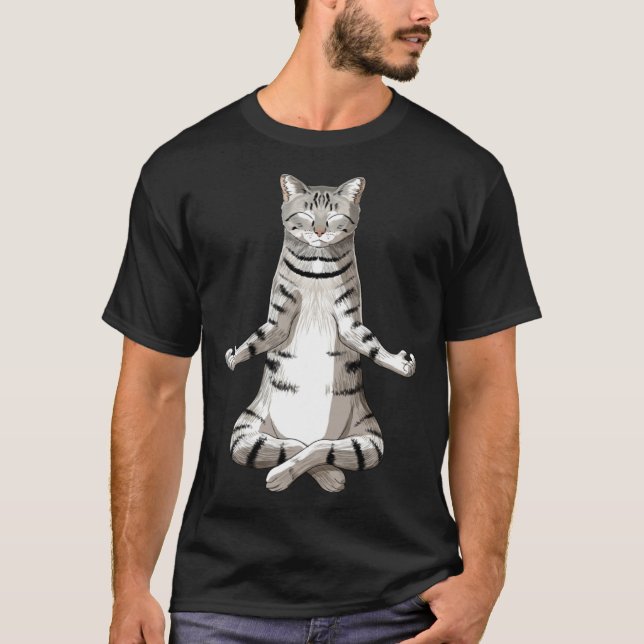 Yoga Meditation Manx Cat T-Shirt (Front)