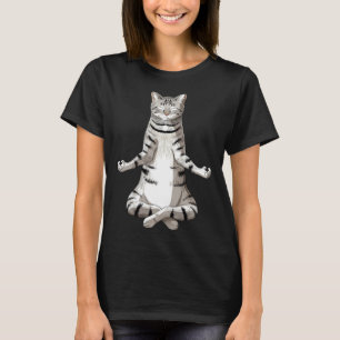 Yoga Meditation Manx Cat T-Shirt