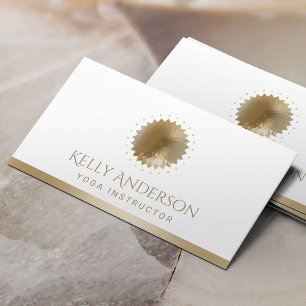 Yoga & Meditation Modern Gold Lotus Logo Business Card