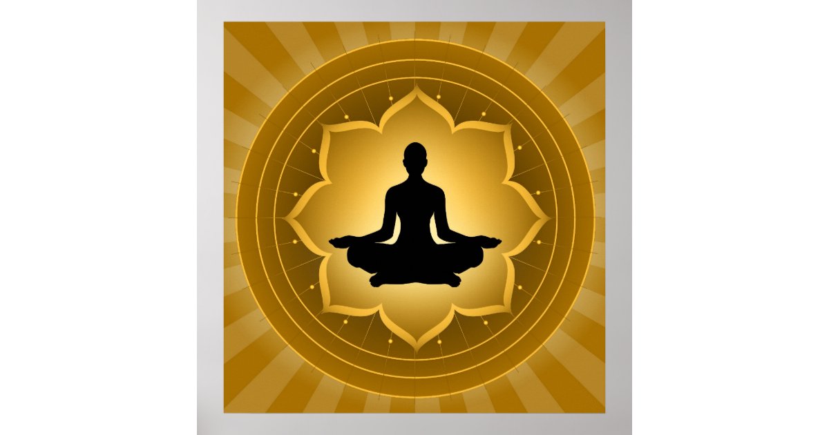 Yoga - Meditation On Lotus Background Poster | Zazzle