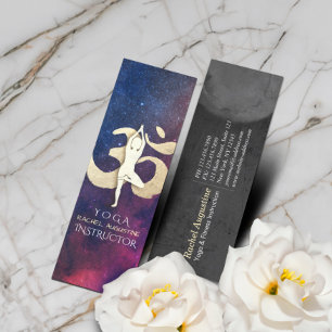 Yoga Meditation Pose Gold OM Symbol Galaxy Nebula Mini Business Card