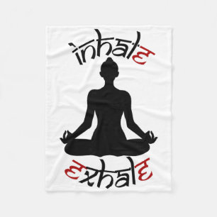 Yoga Meditation Pose Inhale Exhale Relaxation Reju Fleece Blanket