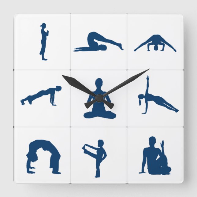 Yoga Meditation Positions Square Wall Clock (Front)