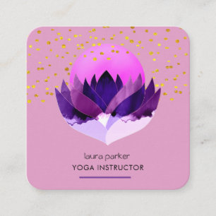 Yoga Meditation Purple Lotus Flower Massage  Square Business Card