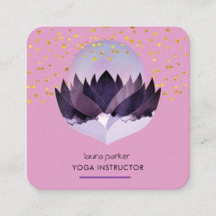 Yoga Meditation Purple Lotus Flower Massage  Square Business Card