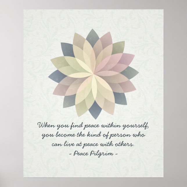 YOGA Meditation Quotes Colourful Lotus Mandala Sig Poster (Front)