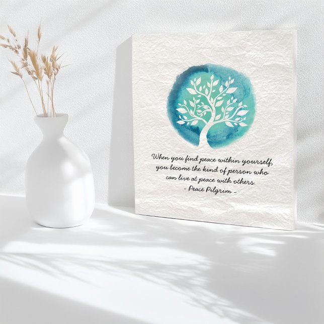 YOGA Meditation Quotes Elegant Watercolor Tree Poster (Creator Uploaded)