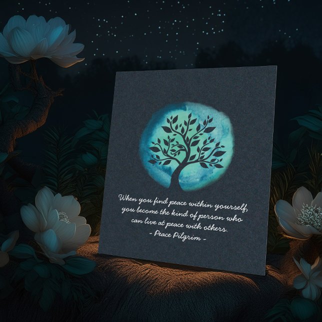 YOGA Meditation Quotes Elegant Watercolor Tree Poster (Creator Uploaded)