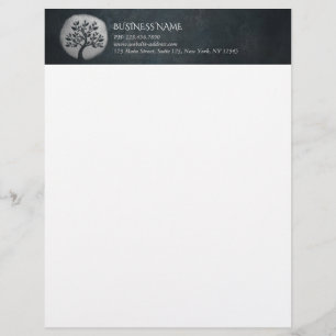Yoga Meditation Reiki Instructor Black Silver Tree Custom Letterhead