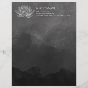 YOGA Meditation Reiki Instructor Black White Lotus Custom Letterhead