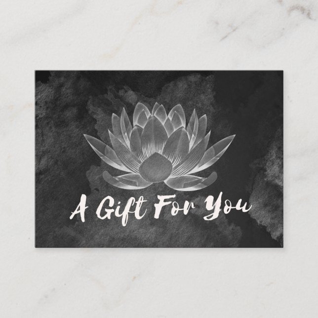 YOGA Meditation Reiki Instructor Black White Lotus Discount Card (Front)