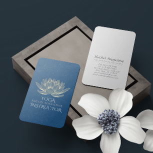YOGA Meditation Reiki Instructor Blue & Gold Lotus Business Card