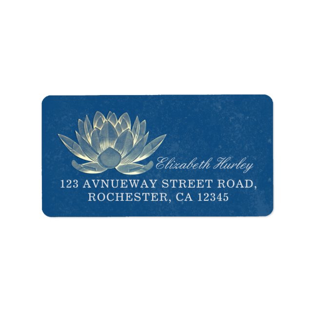 YOGA Meditation Reiki Instructor Blue & Gold Lotus Label (Front)