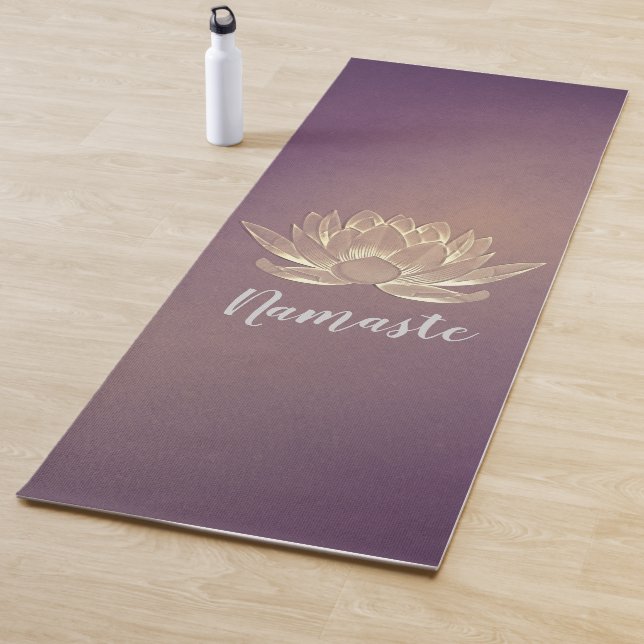 YOGA Meditation Reiki Instructor Purple Gold Lotus Mat (In Situ)