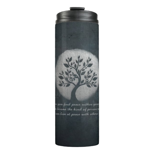 Yoga Meditation Reiki Instructor Silver Tree Quote Thermal Tumbler (Front)