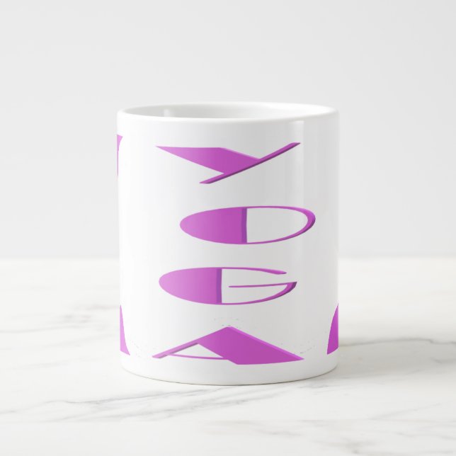 Yoga meditation relaxation pale purple white yoga  large coffee mug (Front)