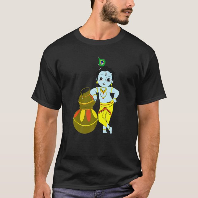 Yoga Meditation Spiritual Hindu God Krishna T-Shirt (Front)