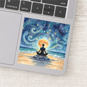 Yoga Meditation Starry Night Sky Moon Ocean Beach