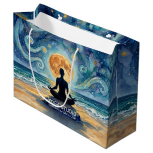 Yoga Meditation Starry Night Sky Moon Ocean Beach Large Gift Bag