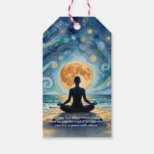 Yoga Meditation Starry Night Sky Moon Ocean Quotes Gift Tags
