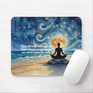 Yoga Meditation Starry Night Sky Moon Ocean Quotes Mouse Mat