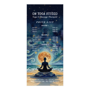 Yoga Meditation Starry Night Sky Moon Price List Rack Card