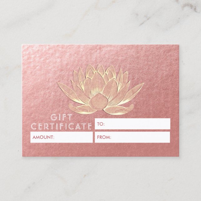 YOGA Meditation Studio Gift Certificate Gold Lotus (Front)