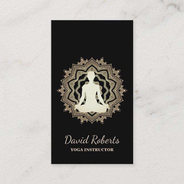 Yoga Meditation Teacher Instructor Lotus Mandala Business Card (Front)