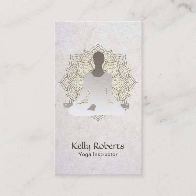Yoga & Meditation Teacher Lotus Mandala Wellness Business Card (Front)