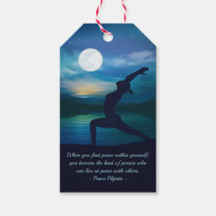 Yoga Meditation Teacher Moon Salutation Pose Quote Gift Tags