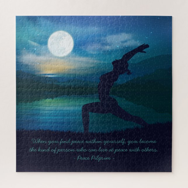 Yoga Meditation Teacher Moon Salutation Pose Quote Jigsaw Puzzle (Vertical)