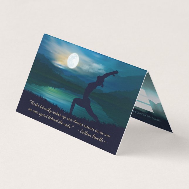 Yoga Meditation Teacher Moon Salutation Price List Business Card (Front)